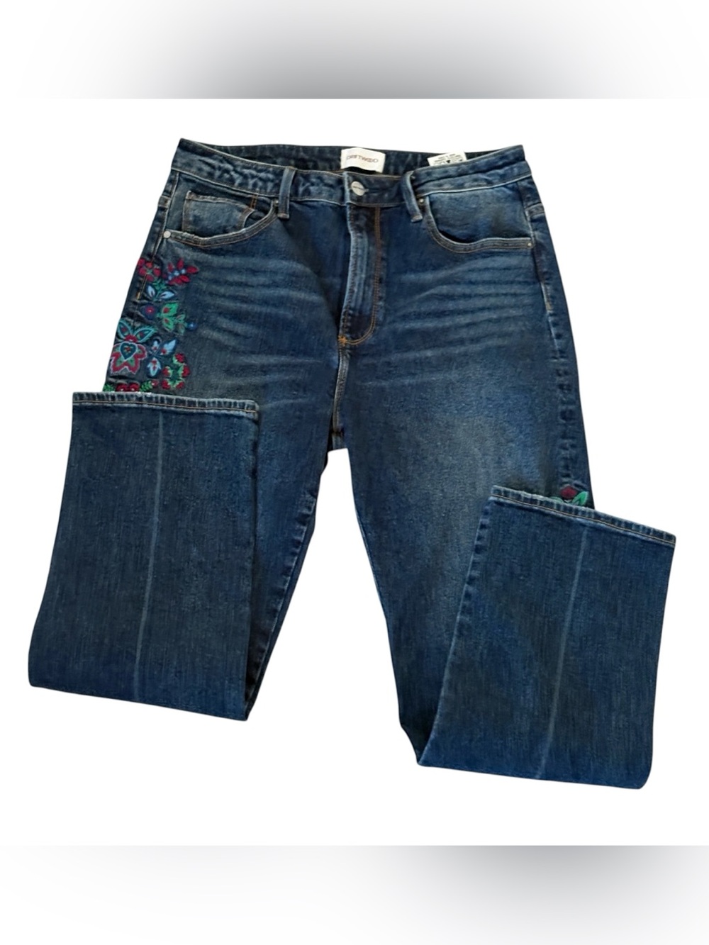 Driftwood Womens Jeans Floral Embroidery Stella Dark Wash W28 L27